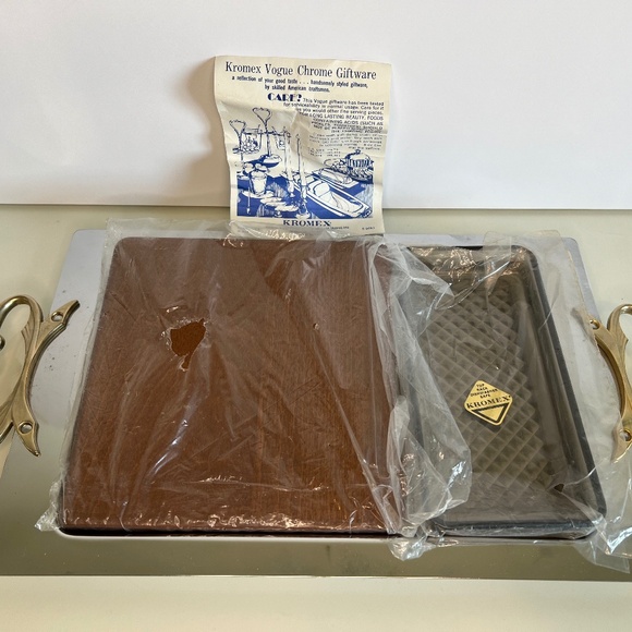 Kromex 60’s Chrome Stainless MCM Vogue Giftware Snack Serving Tray Original Box - Picture 12 of 15